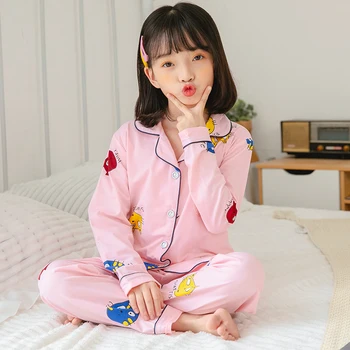 Bērnu Pidžamas 2020. Gadam, Rudens Ziemas Meiteņu Sleepwear Naktsveļu Bērnu Drēbes Dzīvnieku Karikatūra Liela Meitene Pajama Komplekti Kokvilnas meiteņu Pidžamas