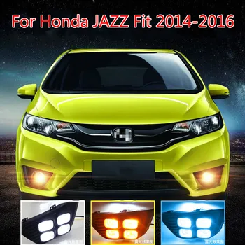 1 Iestatiet LED Auto DRL Dienas Gaitas Lukturi Ar Dzeltenu Signālu 12V ABS, Miglas lukturi Honda JAZZ Fit 2016