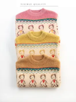 Jaunas Ielidošanas Meitene Džemperis Bērnu Apģērbu Trušu Modelis Adīts Džemperis Baby Meiteņu Džemperis Trikotāžas Džemperis 3-14 Bērniem