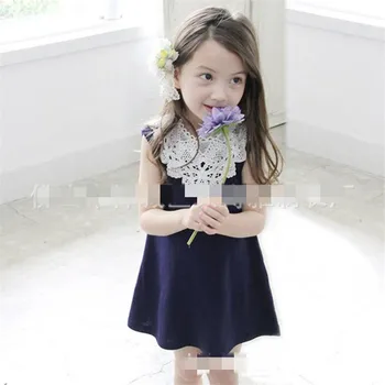 Svītras tauriņu Marli Maza Meitene, Bērnu apģērbi Vasaras Kleita Jauna Meitene ir Īss Piedurknēm korejiešu Versija Tīras Kokvilnas Piedurknēm