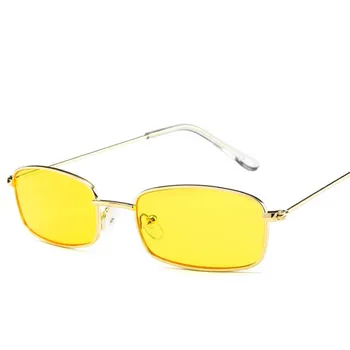 Jaunu Metāla Retro Nelielu Kvadrātveida Modes Saulesbrilles Vīriešiem Sieviete, Saules Brilles Candy Krāsas-Dzeltens, Rozā Briļļu Lēcas