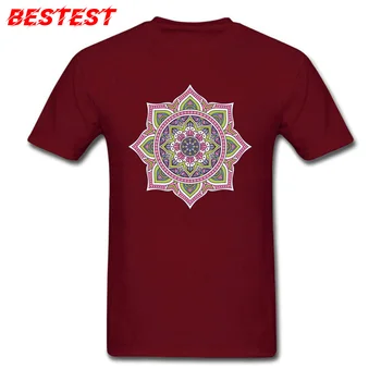 Vīriešu T Krekli Mandala T-krekls Jaunas Ielidošanas Kokvilnas Apģērbs Ģeometriskā Lotosa Ziedu Drukāt Top Slim Fit t-veida, Draugu Dāvanu Balts