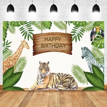 NeoBack Safari Dzimšanas dienas Fons Karalis no Džungļi Foto Fons, Tīģeris, Zebra Žirafe Džungļu Dzimšanas dienas svinības Backdrops
