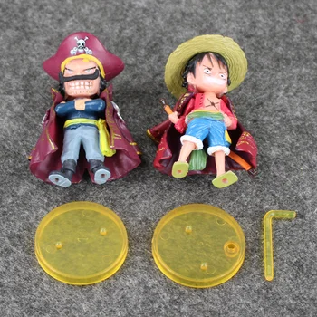 2gab/set Anime Viens Gabals Gudrs Zēniem Monkey D. Luffy & Zel D Roger PVC Darbības Rādītāji Kolekciju Modelis Rotaļlietas Bērniem 8cm Q Versija