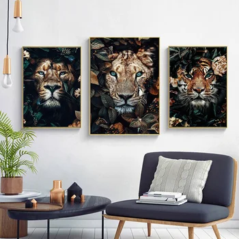 Kanvas Glezna Tiger Plakātu Abstract Art Print Dzīvnieku Attēlu, viesistabas Kumodes Sienu Dekoratīvais krāsojums mājas apdare plakāts