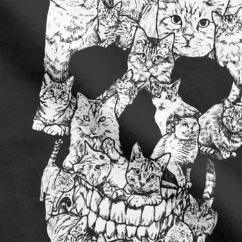 Unikāls Kaķis Galvaskausa Skelets Šausmu Biedējošu T-Krekls Vīriešiem Kokvilnas T Krekls Kaķēns Goth Gotu, Punk Halloween Tees Dāvanu Ideju Apģērbi