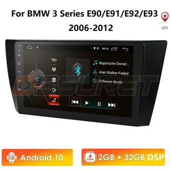 Android 10 9 Collu 2GB RAM Četrkodolu automašīnas radio, gps navigācija, spēlētājs bmw 3. sērijas e90 E91 E92 E93 ar RDS Bluetooth WIFI SWC