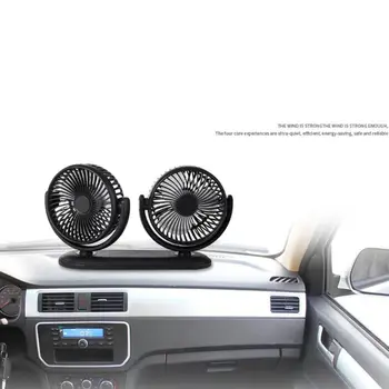 USB 5V 2A Ventilators 360° Grozāms Dual Head Auto Ventilators Regulējams 3 Ātrumiem Paneli, Rakstāmgalds, Ventilators Auto par Transportlīdzekļa Kravas automašīnu Van SUV RV Laivu