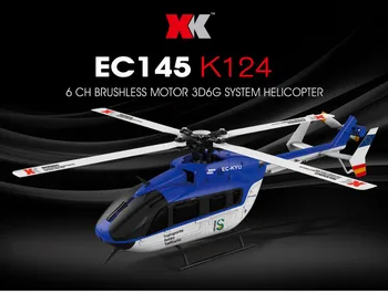 Sākotnējā XK K124 EC145 6CH Brushless motors 3D 6G Sistēmas RC Helikopters ir Saderīga ar FUTABA S-FHSS RTF VS Wltoys V977