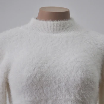 Pūkains Džemperis Izplūdušas Kažokādas Korejas Kašmira Džemperis Sievietēm Pull Femme Ziemas Siltu Džemperi Mohēra Drēbes, Džemperis Ziemassvētku Pull 2020