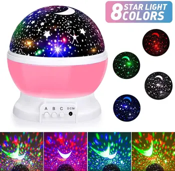Bērnu USB Nakts Apgaismojums, Mēness, Zvaigžņu Projektors 360 Grādu Rotācijas 8 Krāsu Gaismas Romantiska Lampas Dāvanas Sievietēm, Bērniem, Bērnu Dzimšanas dienas