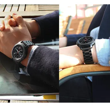 46mm Nerūsējošā Tērauda siksniņa Samsung Rīku S3 Pierobežas/Classic 22mm band watchband Smart skatīties aproce aproce Piederumi