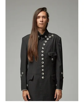 S-7XL!!Casual stila vīriešu jaka catwalk stila pasūtījuma apkaklīte Ķīniešu stilā uzvalks