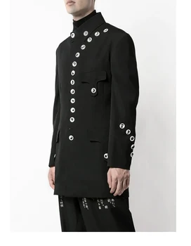 S-7XL!!Casual stila vīriešu jaka catwalk stila pasūtījuma apkaklīte Ķīniešu stilā uzvalks