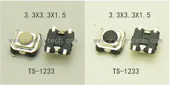 1000PCS 3X3X1.5/1.7/2/2.5 mm Taustes Push Pogu, Ieslēdziet Tālruni, Touch Pogas Taustiņu Mikro iekārtas slēdzis SMD PCB mount Black/White