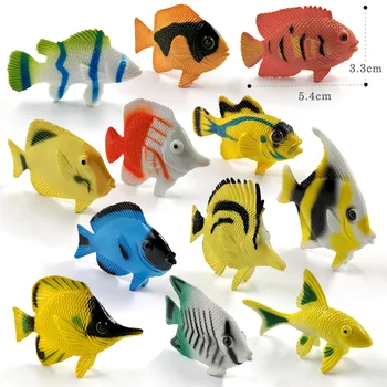 12Pcs Mazā Kawaii Okeāna Zivju zelta Zivtiņa Dzīvnieku Modelis Rīcības Attēls Diy Dzimšanas dienas Kūka Dekorēšanas Komplekts Rotaļlietas Statuetes Dāvanu Bērniem