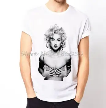 Madonna Roku Modes Unikālu Klasiskās Vīriešu Kārtas Apkakli, Īsām Piedurknēm T-krekls