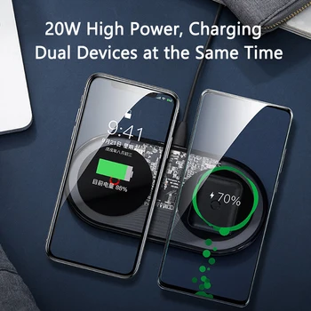 Baseus 20W Ātri Qi Bezvadu Lādētāju Airpods iPhone 11 Pro Dual Bezvadu Lādēšanas Paliktņa Samsung S20 S10 Bezvadu Lādētāju