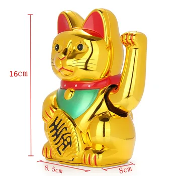 KiWarm Klasisko Ķīniešu Laimīgs Bagātību Elektrisko Aci Kaķis Zelta Ilgviļņu Kaķis Beckoning Maneki Darbina AA Baterijas Feng Shui Amatniecības