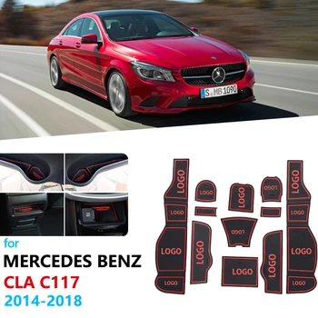 Anti-Slip Gumiju Vārtiem Slots Kausa Mat Mercedes Benz CLA C117 W117 Piederumi 2017 2018 180 200 220 250 AMG 45