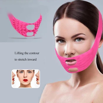 3D Silikona Sejas V Veida Slimming Mask Anti-rieva Sejas Liftings Pārsējs Jostas Massager Ādas Skaistumu Cietinātājs Rīki XA15Z