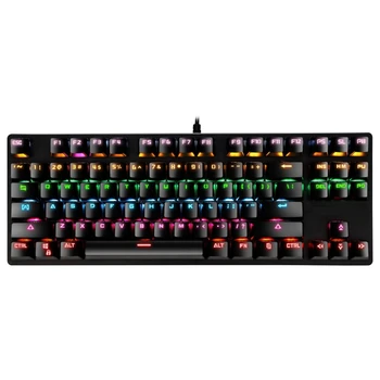 Mehāniskā Tastatūra 87 Taustiņi Pārslēgt Vadu Spēļu Klaviatūra ar RGB Apgaismojums