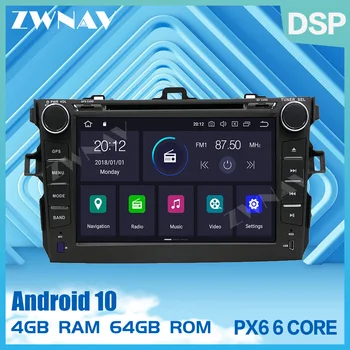 PX6 IPS 4+64G Android 10.0 Auto DVD Stereo Multivides Galvas vienības Toyota corolla 2007. - 2013. gadam automašīnas Radio, GPS Navi, Wifi, stereo Audio