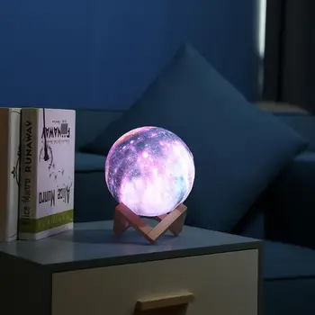 16 Krāsas, 3D Druka Zvaigžņu Mēness Lampas Krāsains Mainīt Touch Mājas Dekori Radošo Dāvanu Usb Led Nakts Gaismas Lampa Dropshipping
