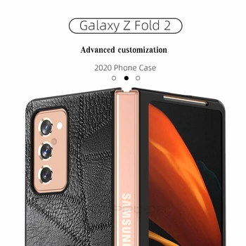 Luksusa Īstas Ādas Gadījumā Samsung Galaxy Z 2 Reizes Vienkāršu DATORU, Ādas Vāciņš Samsung Galaxy Z Fold2 5G Triecienizturīgs Vāks