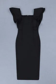 Cietā Pliks Sexy Laukumā Apkakle Melnā Ceļa Garums Pārsējs Kleita 2019 Dizaineru Modes Puse Kleita Vestido