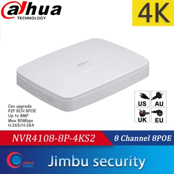 Dahua VRR network DVR NVR4108-8P-4KS2 Video Recorder 8CH Smart 1U 8PoE ostas 4K&H. 265 līdz 8MP Izšķirtspēja Max 80Mbps