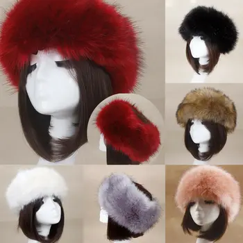 2019 Ziemas Biezs, Pūkains Hairband Pūkains Krievijas Mākslīgās Kažokādas Sieviešu Meitene Kažokādas Galvas Cepuri, Ziemas Āra Earwarmer Slēpošanas Cepures Karstā