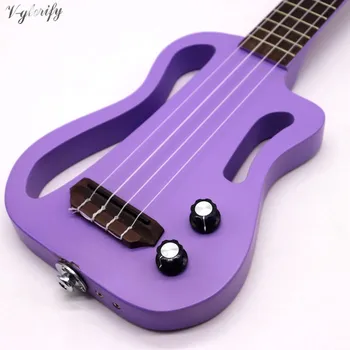 21 collu cieto okoume koka struktūru kaklu ar purpura elektriskā klusums havajiešu ģitāra, matētā 4 string mini ģitāras ar plaisāt problēma