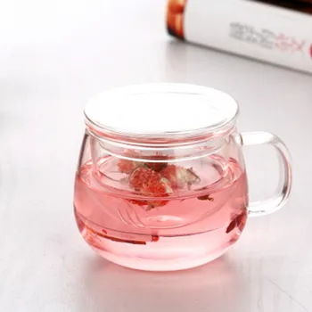 ELETON 300ml Pārredzamību Roku darbs divslāņu Stikla kauss ar vāku filtrs ūdens glāzi tējas tase bieza caurspīdīga karstumizturīga