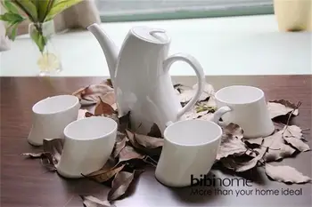 Radošā vienkāršā baltā kaula porcelāna tējas komplekts, piecu gabals, kas, dekoratīvo keramikas kung fu tējas tases, modes drinkware kafijas tasi komplekts