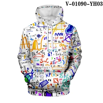 Grafiti pelēkā vārna Krāsains 3D Vīrietis Smieklīgi Matemātikas Loģistikas ķīmija Kapuci lielās Ielas sporta Krekls Zinātnes Formula Harajuku Streetwear