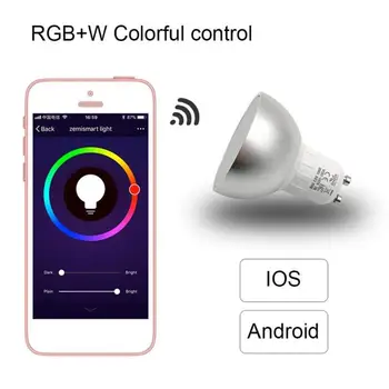 Regulējamas RGB WiFi Smart Spuldzes GU10 RGBW 5W Led Aptumšojami Saderīgs Ar Alexa & Google Home tālvadība Ar Viedtālruni, Planšetdatoru