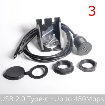 Dual port USB C Tipa 2.0 3.0 3.1 un USB 2.0 3.0 Sieviešu un Vīriešu AUX Auto Flush Mount Ūdensizturīgs pagarinātāja Kabelis 1m 3FT