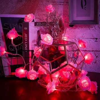 1.5 m/10 LED Rose Puķu String Akumulatora Barošanu Pasaku Gaismas Kāzu Mājās, Dzimšanas dienas, Valentīna Dienas Pasākumā Vainags Puse Dekori