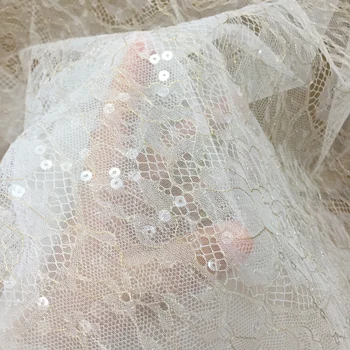 2 Metri Zelta diegus Chantilly Mežģīņu Auduma Haute Couture Līgavas Kleita Uzliku Pārklājums Izšuvumi Mežģīņu Audums 150cm plats