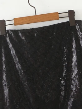 Jaunu Sequin Mini Svārki Sievietēm ar Augstu Vidukļa Svārki Dāmas Sexy Biroja Vasaras Jauno Black Pack Hip Svārki XZ2487