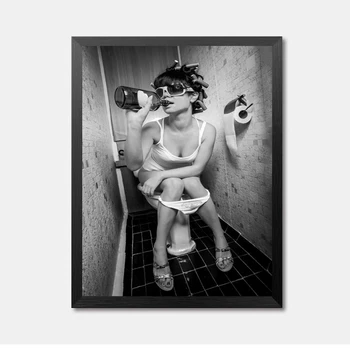 Mūsdienu Melna Balta pievilcīga Sieviete, Seksīga, Skaistumkopšanas Kanvas Glezna Tualetes Pub Bārs Sienas Attēlu Apdare, Mākslas Plakātu, HD2461