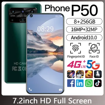 Galxy P50 7.2 Collu Viedtālrunis 8/12+256G Mobilo Tālruni Android 10 16+32MP Sejas Nospiedumu ID LargeHD Ekrāns Dual Karte Piecas Fotokameras