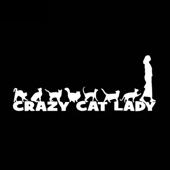 Smieklīgi Crazy Cat Dāma Tiesības Saskaras ar Cute Auto Uzlīme Logā Automobiļi, Motocikli Ārējie Piederumi, Vinila Decals,19cm*7,6 cm