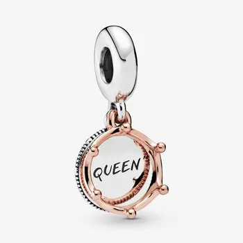 2019 Jaunu Oriģinālu 925 Sterling Sudraba Pērlītēm Queen & Regal Vainagu Vilināt Šarmu Rožu Fit Pandora Aproce Rokassprādze Sieviešu DIY Rotaslietas
