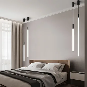 JAUNO Ziemeļu minimālisma dzīvojamā istaba INS modes LED Pendant lampas guļamistabas gultas strip gaismas kolonnu LED lustras