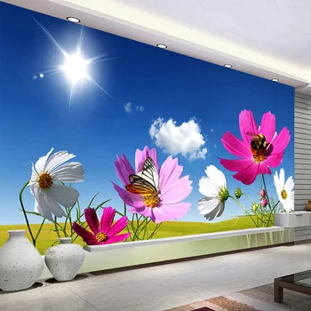 Pasūtījuma 3D Foto Tapetes Saules Ziedus, Dabas Ainavas Sienas Gleznojums, Dzīvojamā Telpas Apdare Sienas Papel De Parede Mūsdienu