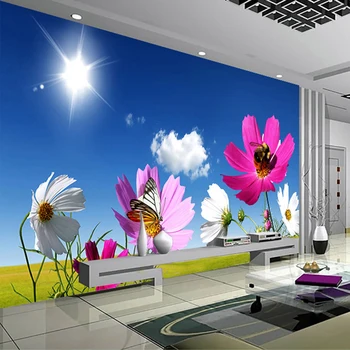 Pasūtījuma 3D Foto Tapetes Saules Ziedus, Dabas Ainavas Sienas Gleznojums, Dzīvojamā Telpas Apdare Sienas Papel De Parede Mūsdienu