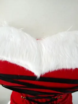 Sieviešu Santa Klausa Tērpu Deluxe Samta Ziemassvētku Ziemassvētki Sarkanā Meitene Kleita+Cepure