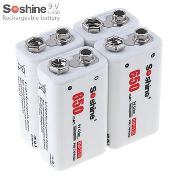 Soshine 4gab 6F22 650mAh 9V Li-jonu Akumulators ar Pārnēsājamo Bateriju Kārba Multimetrs / Bezvadu Mikrofona / Signāla